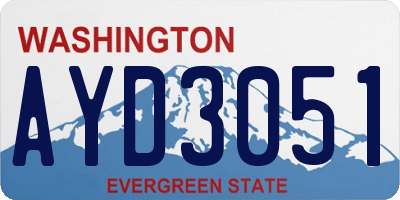 WA license plate AYD3051
