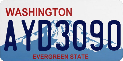 WA license plate AYD3090