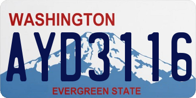 WA license plate AYD3116