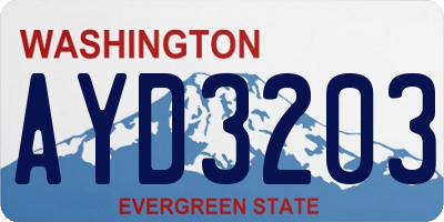 WA license plate AYD3203