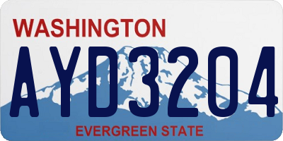 WA license plate AYD3204