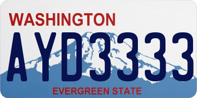 WA license plate AYD3333