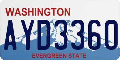 WA license plate AYD3360