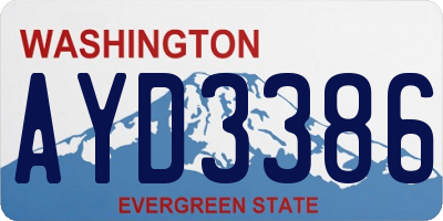 WA license plate AYD3386