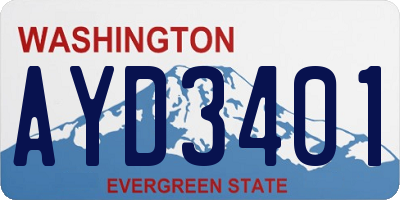 WA license plate AYD3401