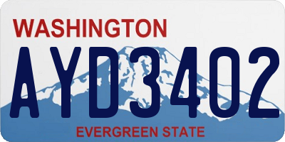 WA license plate AYD3402