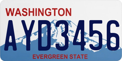 WA license plate AYD3456