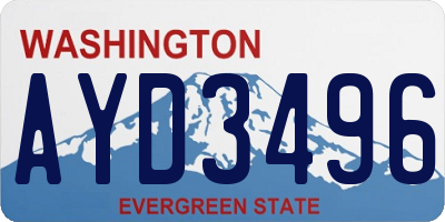 WA license plate AYD3496
