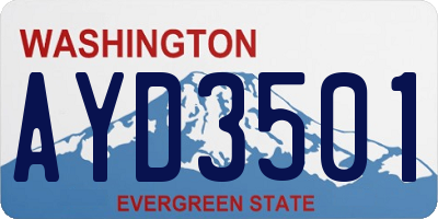 WA license plate AYD3501