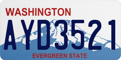 WA license plate AYD3521