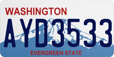 WA license plate AYD3533