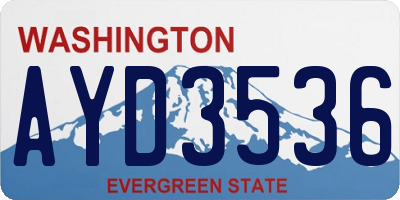 WA license plate AYD3536