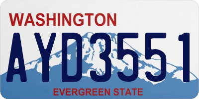 WA license plate AYD3551