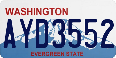 WA license plate AYD3552
