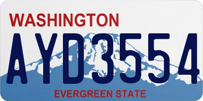 WA license plate AYD3554