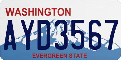 WA license plate AYD3567