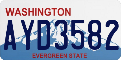 WA license plate AYD3582