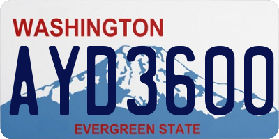WA license plate AYD3600