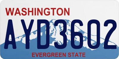 WA license plate AYD3602