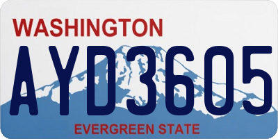 WA license plate AYD3605