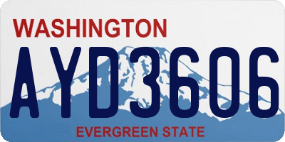 WA license plate AYD3606