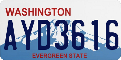 WA license plate AYD3616