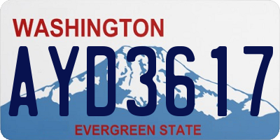 WA license plate AYD3617
