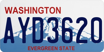 WA license plate AYD3620