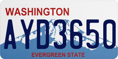 WA license plate AYD3650