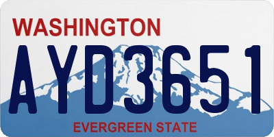 WA license plate AYD3651