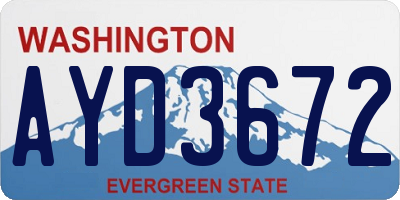 WA license plate AYD3672