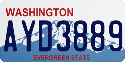 WA license plate AYD3889