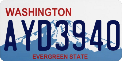 WA license plate AYD3940