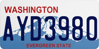 WA license plate AYD3980