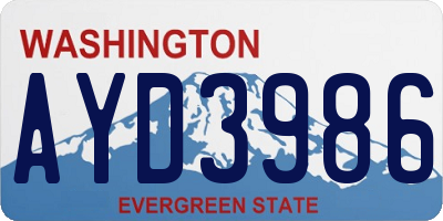 WA license plate AYD3986
