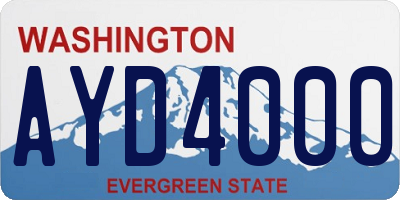 WA license plate AYD4000