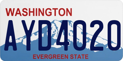 WA license plate AYD4020