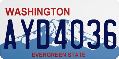 WA license plate AYD4036