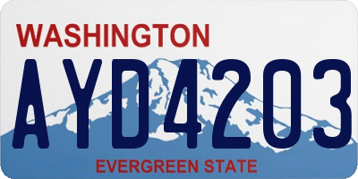 WA license plate AYD4203