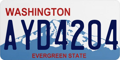 WA license plate AYD4204