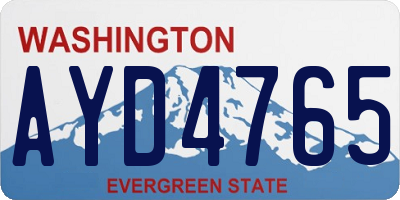 WA license plate AYD4765