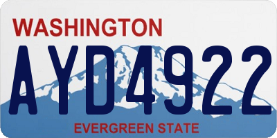 WA license plate AYD4922
