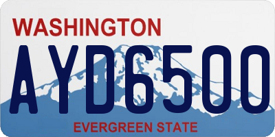 WA license plate AYD6500