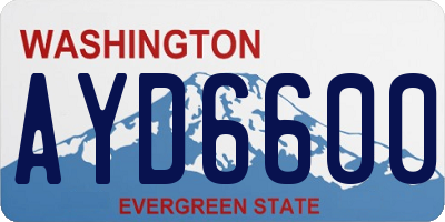 WA license plate AYD6600