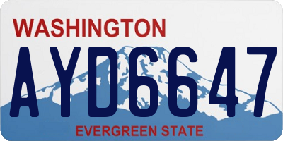 WA license plate AYD6647