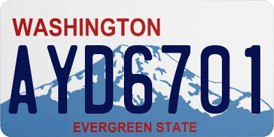 WA license plate AYD6701
