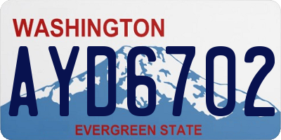 WA license plate AYD6702