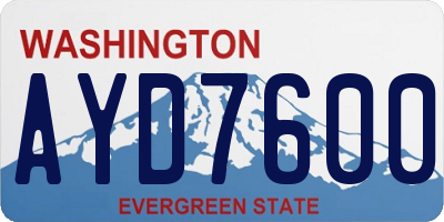 WA license plate AYD7600