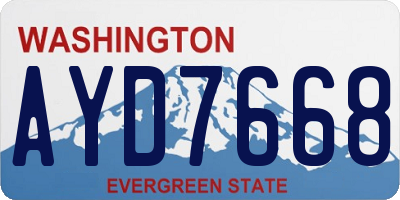 WA license plate AYD7668