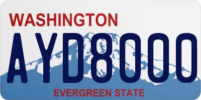 WA license plate AYD8000